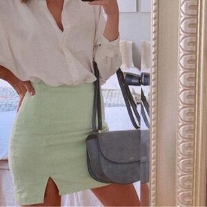 Abercrombie & Fitch High Waist A-line Linen Blend Mini Skirt - Y2K 90s - Medium